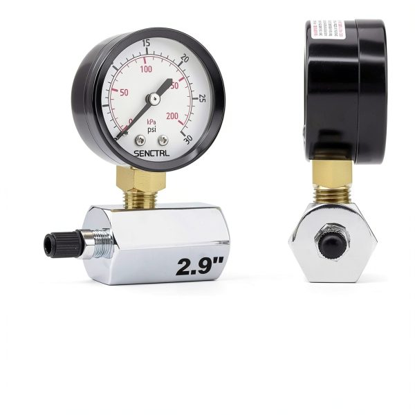 SENCTRL Chrome Plated Steel Pressure Gauge with 2" Dial 0-100 Psi Dual-3