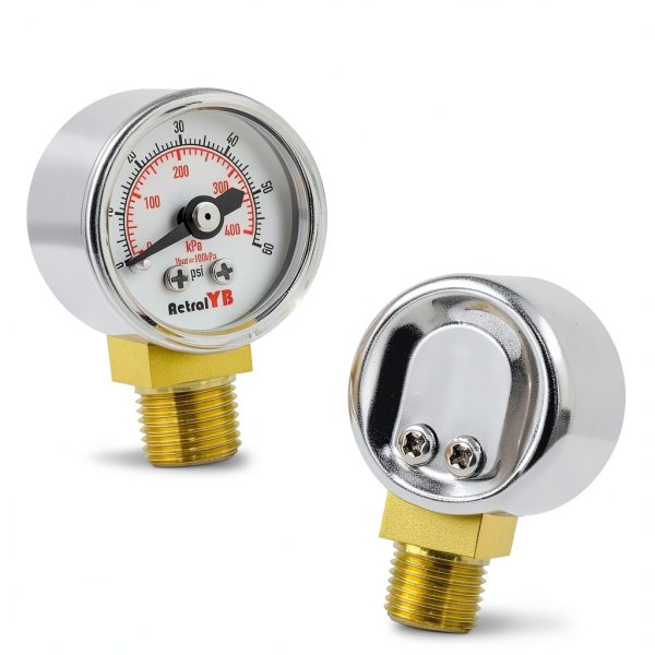 AetralYB 1-Inch Mini Pressure Gauge Stainless Brass Dual Scale-2