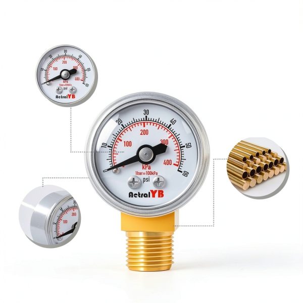 AetralYB 1-Inch Mini Pressure Gauge Stainless Brass Dual Scale-3